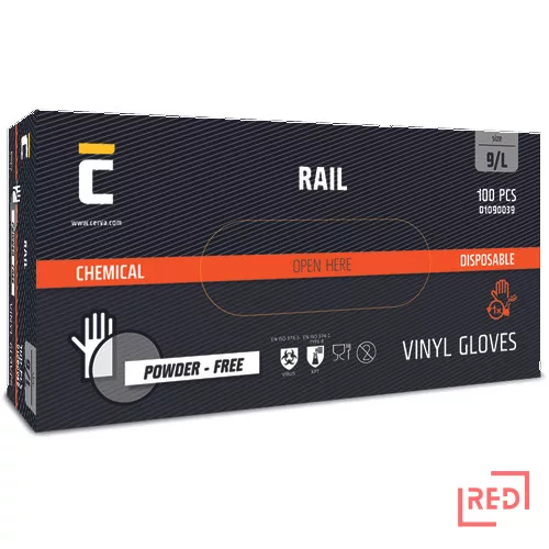 RAIL PF kesztyű vinil púdermentes