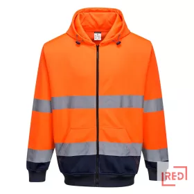 Kéttónusú zippzáras kapucnis pulóver Portwest B317ONRL REDMARKET