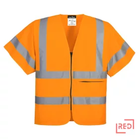 Rövid ujjú cipzáras mellény Portwest C372ORR4XL REDMARKET