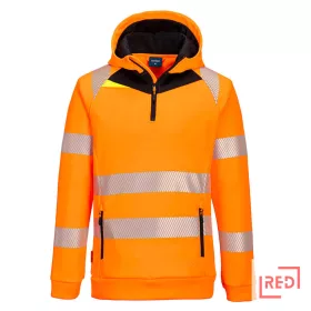 DX4 Hi-Vis 1/4 zippzáras kapucnis pulóver Portwest DX482OBR4XL REDMARKET