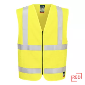 Bizflame Hi-Vis FR cipzáras jól láthatósági mellény L/XL YER Portwest