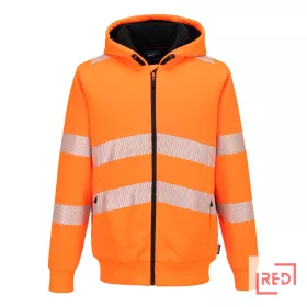 PW321 Hi-Vis cipzáras téli kapucnis pulcsi Portwest PW321ORR4XL REDMARKET