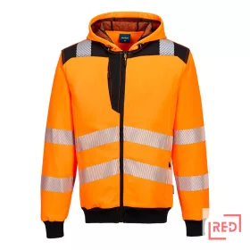 PW3 Hi-Vis zippzáras kapucnis pulóver Portwest PW327OBR4XL REDMARKET