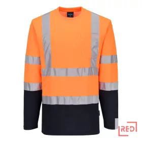 Kéttónusú, hosszú ujjú Cotton Comfort póló Portwest S280ONRL REDMARKET