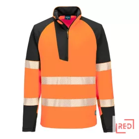 PW3 Hi-Vis 1/4 cipzáras hosszú ujjú póló Portwest T172OBR4XL REDMARKET